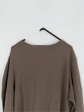 Cos Rounded Long Sleeve Top In Dark Khaki